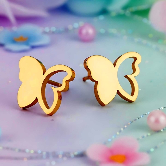 πWhimsical Butterfly Stud Earrings Fairy 18K Gold Plated Stainless Steel β¨π¦ - Picture 9 of 14